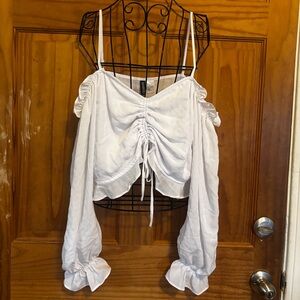 H&M Puff Sleeve Ruched Crop Blouse